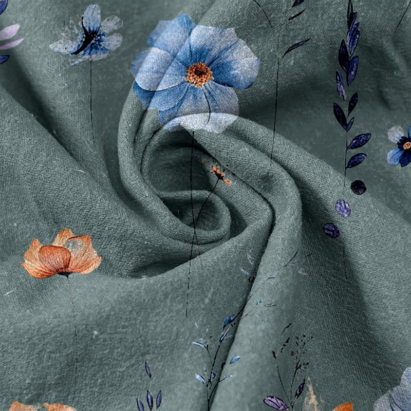Buddha Stones Damenhose aus reiner Baumwolle mit Wildblumen-Pfirsichblütenmuster, elastischem Bund und Taschen - image 3