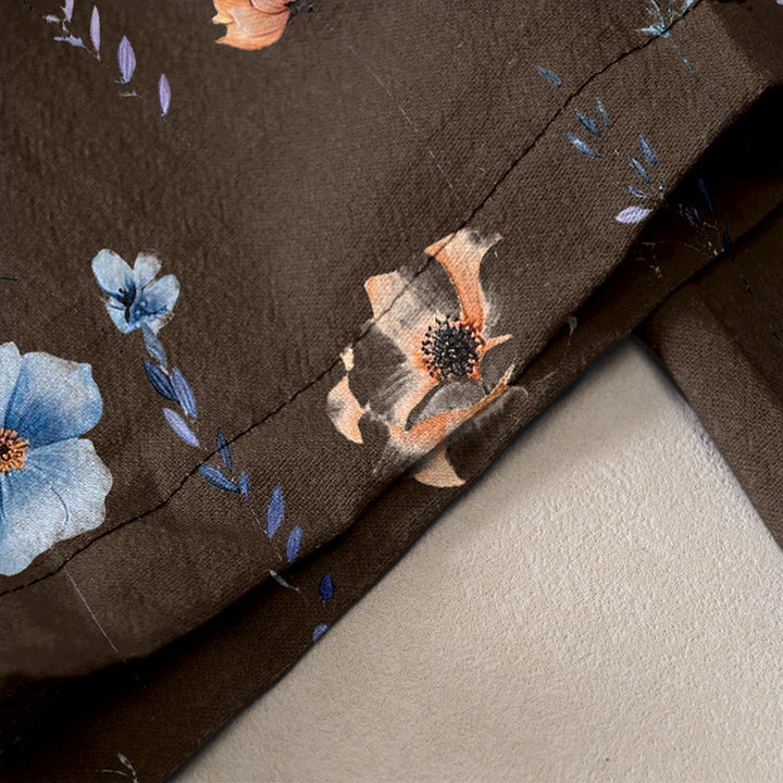 Buddha Stones Damenhose aus reiner Baumwolle mit Wildblumen-Pfirsichblütenmuster, elastischem Bund und Taschen - image 6