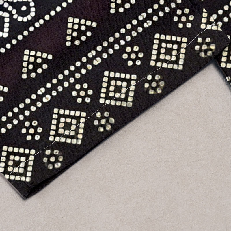 Buddha Stones Damenhose aus reiner Baumwolle mit geometrischem Rautenmuster und Punkten, elastischem Bund und Taschen - image 1