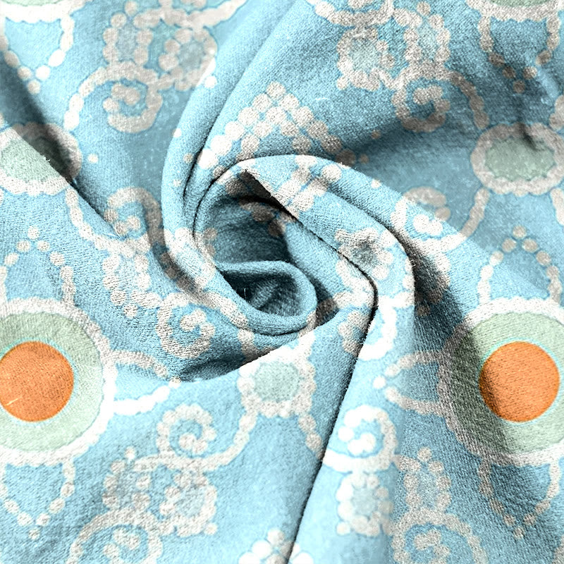 Buddha Stones Damenhose aus reiner Baumwolle mit geometrischem Rautenmuster und Punkten, elastischem Bund und Taschen - image 2