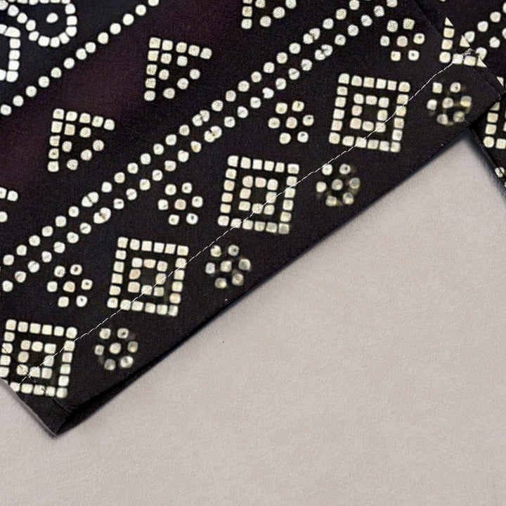 Buddha Stones Damenhose aus reiner Baumwolle mit geometrischem Rautenmuster und Punkten, elastischem Bund und Taschen - image 4