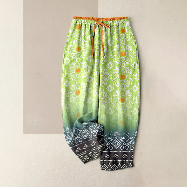 Buddha Stones Damenhose aus reiner Baumwolle mit geometrischem Rautenmuster und Punkten, elastischem Bund und Taschen - Hellgrün - US16, UK/AU20, EU48 (3XL) - image 6