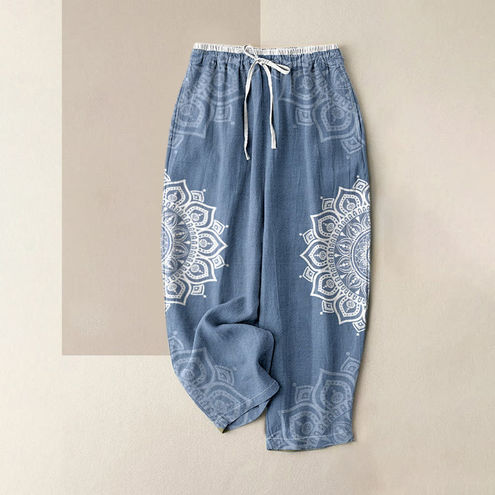 Buddha Stones Damenhose aus reiner Baumwolle mit Mandala-Muster, elastischem Bund und Taschen - Kornblumenblau - US16, UK/AU20, EU48 (3XL) - image 3