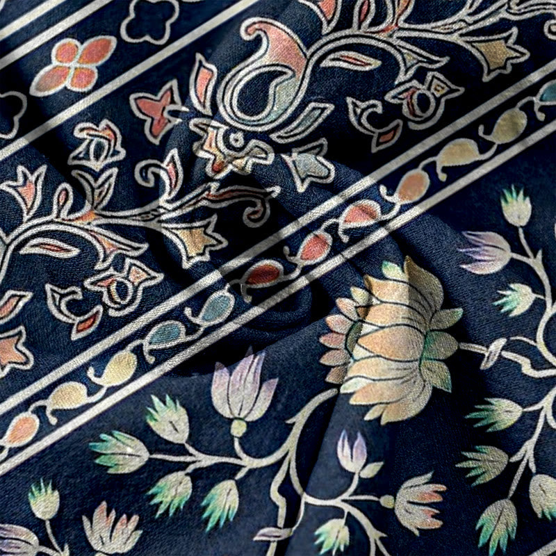 Buddha Stones Damenhose aus reiner Baumwolle mit Paisley-Lotusmuster, elastischem Bund und Taschen - image 3