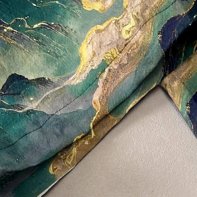 Buddha Stones Damenhose aus reiner Baumwolle mit Kranich-, Wolken- und Bergmuster, elastischem Bund und Taschen - image 6