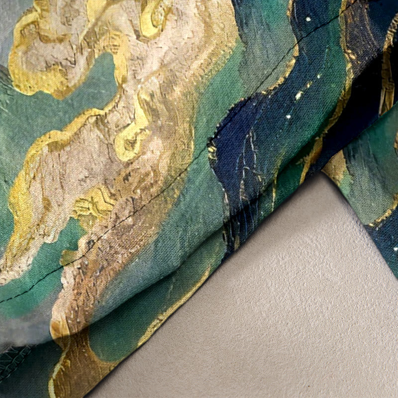 Buddha Stones Damenhose aus reiner Baumwolle mit Kranich-, Wolken- und Bergmuster, elastischem Bund und Taschen - image 10