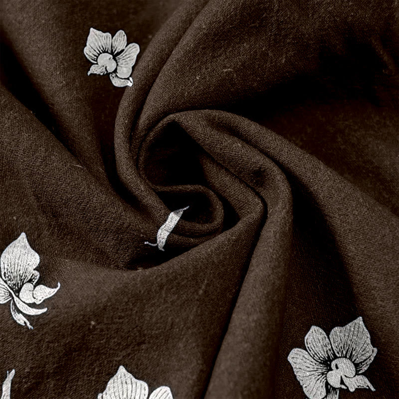 Buddha Stones Damenhose aus reiner Baumwolle mit Blütenblattmuster, elastischem Bund und Taschen - image 7