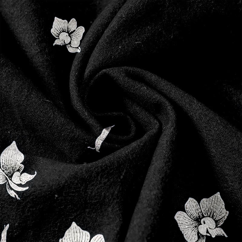 Buddha Stones Damenhose aus reiner Baumwolle mit Blütenblattmuster, elastischem Bund und Taschen - image 11