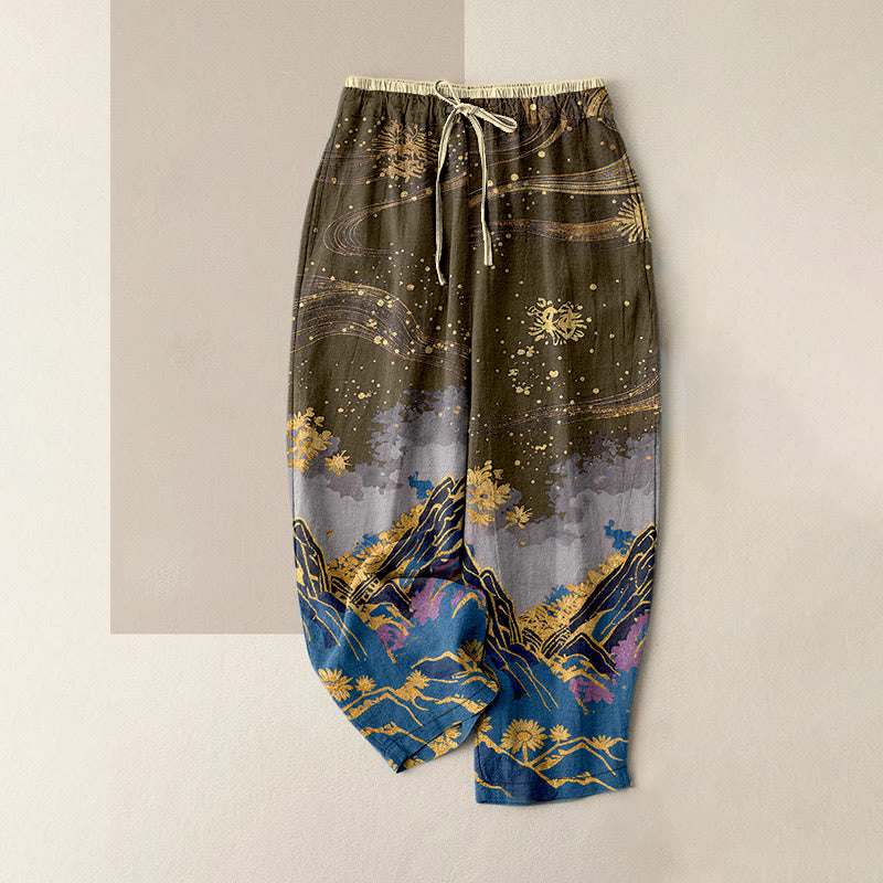 Buddha Stones Damenhose aus reiner Baumwolle mit Blütenmuster, elastischem Bund und Taschen - Dunkelgoldenrod - US16, UK/AU20, EU48 (3XL) - image 8