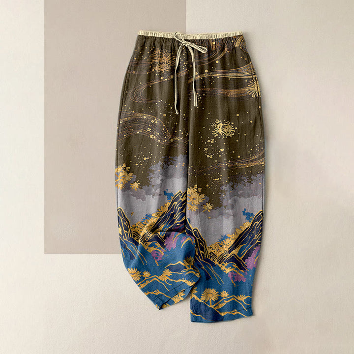 Buddha Stones Damenhose aus reiner Baumwolle mit Blütenmuster, elastischem Bund und Taschen - Dunkelgoldenrod - US16, UK/AU20, EU48 (3XL) - image 8