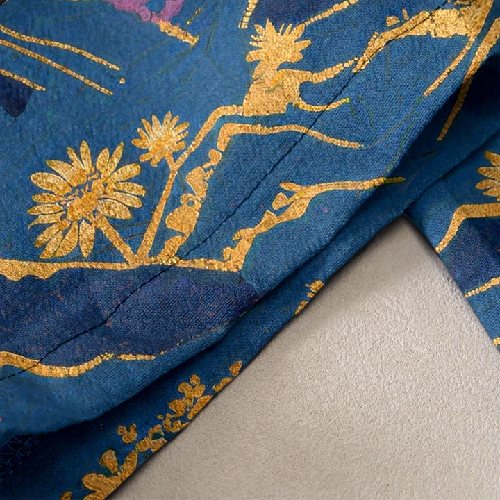 Buddha Stones Damenhose aus reiner Baumwolle mit Blütenmuster, elastischem Bund und Taschen - image 10