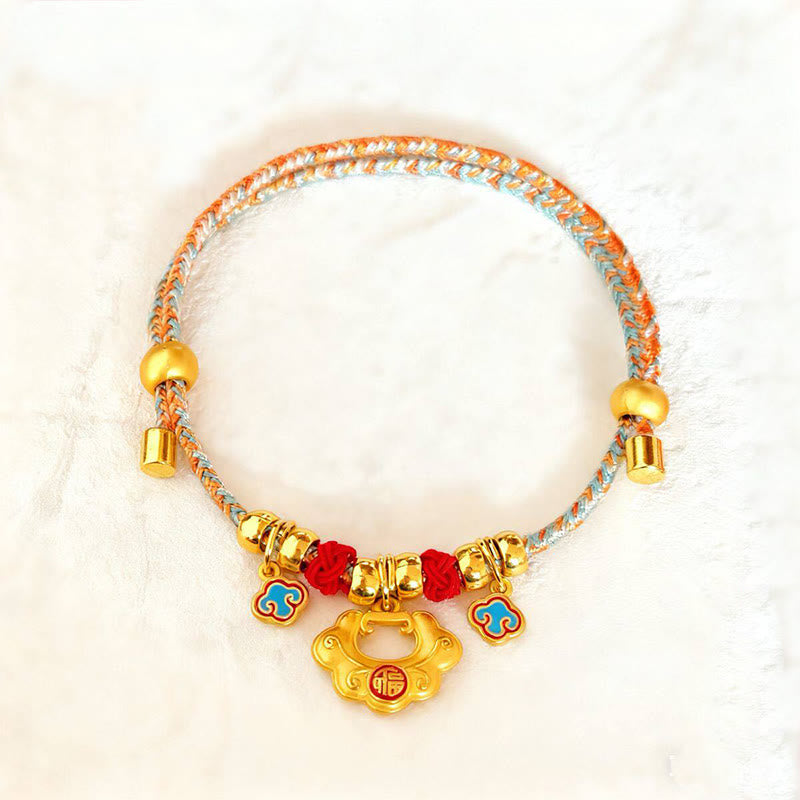 Buddha Stones Buntes, geflochtenes Halsband mit Fu-Motiv, verstellbar, zum Schutz von Katzen und Hunden. - Ruyi-Schleuse - 40-50 cm - image 8