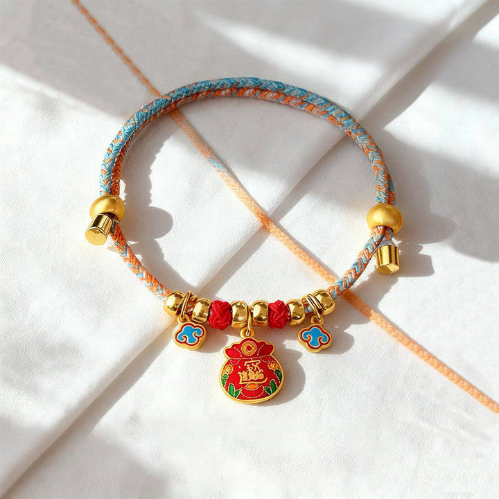 Buddha Stones Buntes, geflochtenes Halsband mit Fu-Motiv, verstellbar, zum Schutz von Katzen und Hunden. - Geldsack - 40-50 cm - image 4