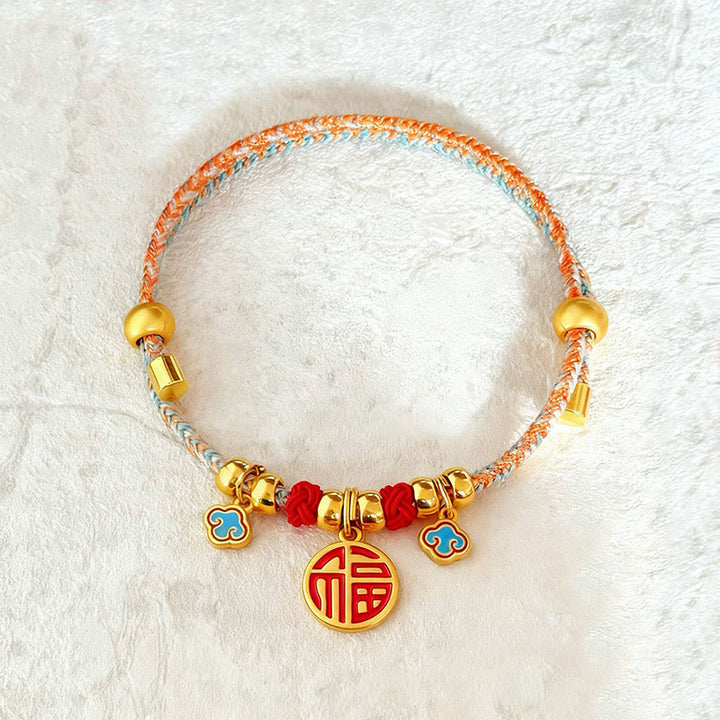 Buddha Stones Buntes, geflochtenes Halsband mit Fu-Motiv, verstellbar, zum Schutz von Katzen und Hunden. - image 1