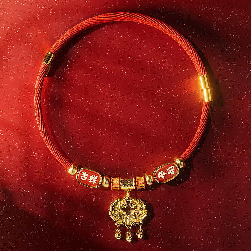 Buddha Stones Rotes Perlenhalsband mit Fu-Motiv und Glückssymbol, verstellbar für Katzen und Hunde - image 1