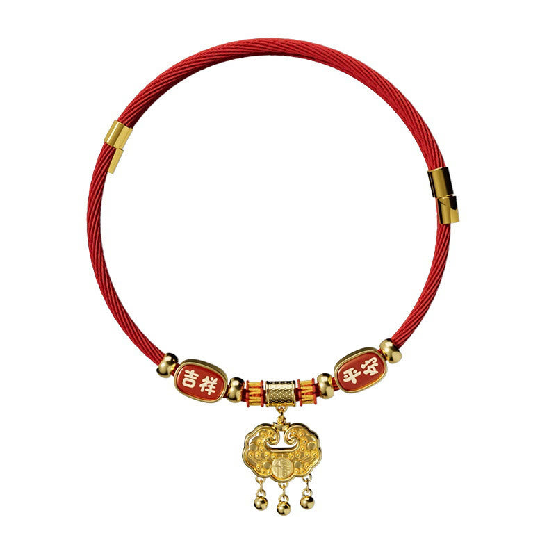 Buddha Stones Rotes Perlenhalsband mit Fu-Motiv und Glückssymbol, verstellbar für Katzen und Hunde - image 3