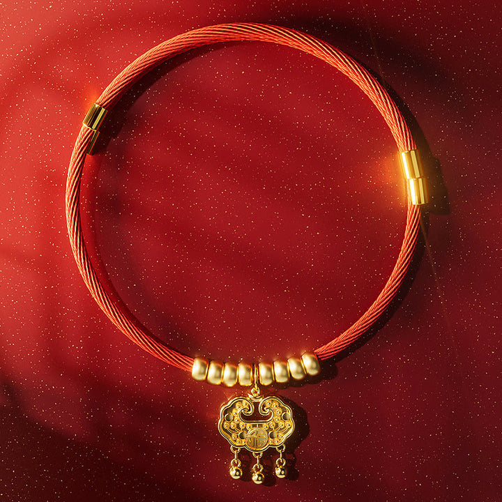 Buddha Stones Rotes Perlenhalsband mit Fu-Motiv und Glückssymbol, verstellbar für Katzen und Hunde - Goldener Perlenverschluss - 25-50 cm - image 12