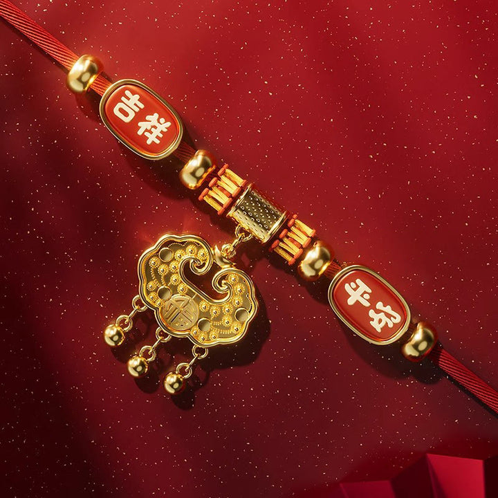 Buddha Stones Rotes Perlenhalsband mit Fu-Motiv und Glückssymbol, verstellbar für Katzen und Hunde - image 13