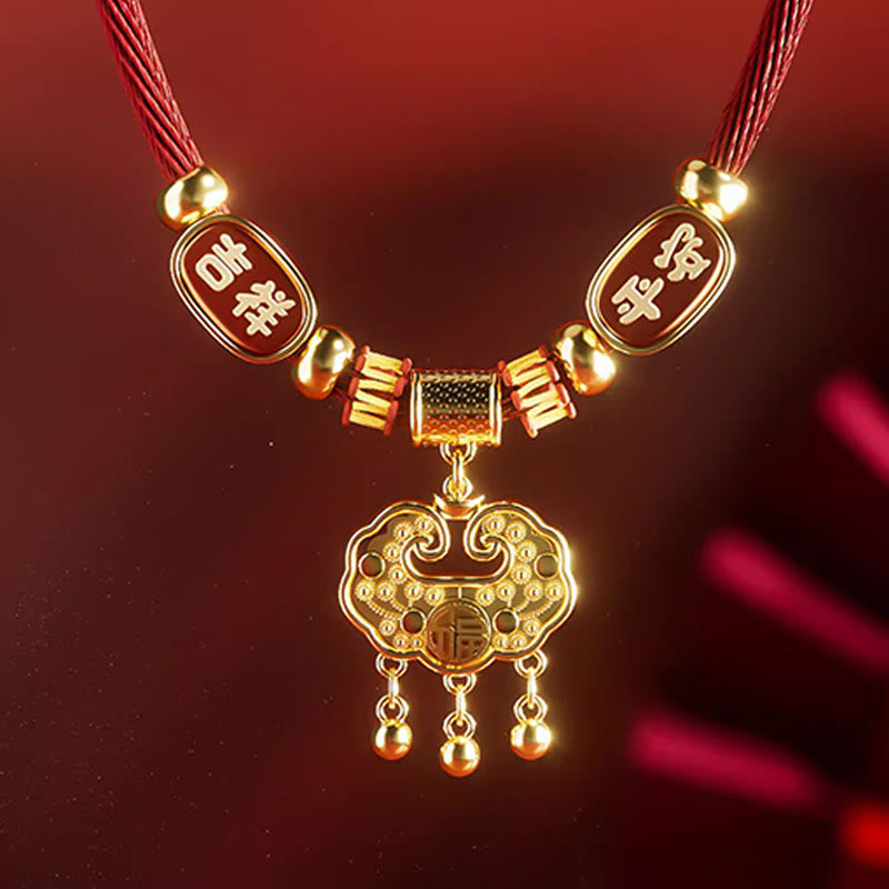 Buddha Stones Rotes Perlenhalsband mit Fu-Motiv und Glückssymbol, verstellbar für Katzen und Hunde - image 9