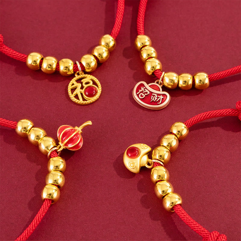Buddha Stones Rotes, verstellbares Yuanbao-Fu-Halsband mit Perlenkette zum Schutz von Katzen und Hunden - image 20