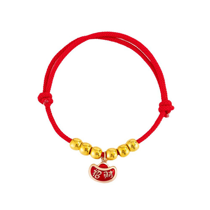 Buddha Stones Rotes, verstellbares Yuanbao-Fu-Halsband mit Perlenkette zum Schutz von Katzen und Hunden - image 4