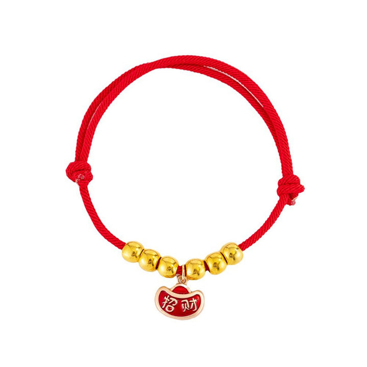 Buddha Stones Rotes, verstellbares Yuanbao-Fu-Halsband mit Perlenkette zum Schutz von Katzen und Hunden - image 4