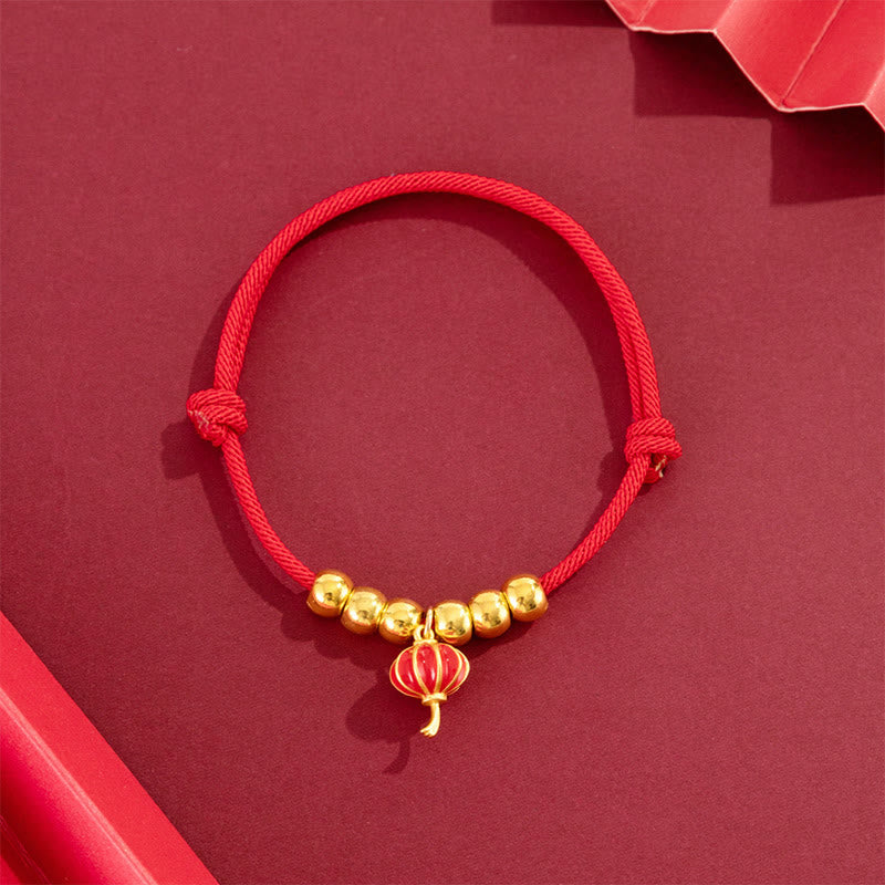 Buddha Stones Rotes, verstellbares Yuanbao-Fu-Halsband mit Perlenkette zum Schutz von Katzen und Hunden - Laternenmuster - 20-33 cm - image 11