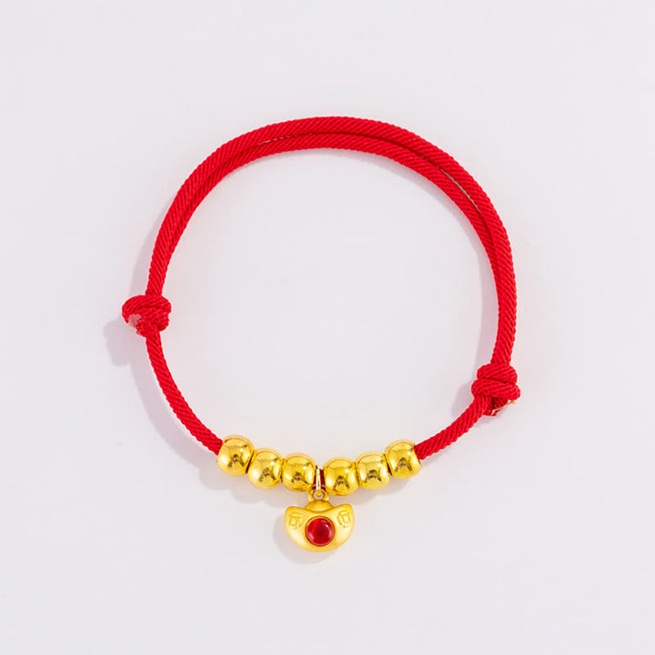 Buddha Stones Rotes, verstellbares Yuanbao-Fu-Halsband mit Perlenkette zum Schutz von Katzen und Hunden - image 2
