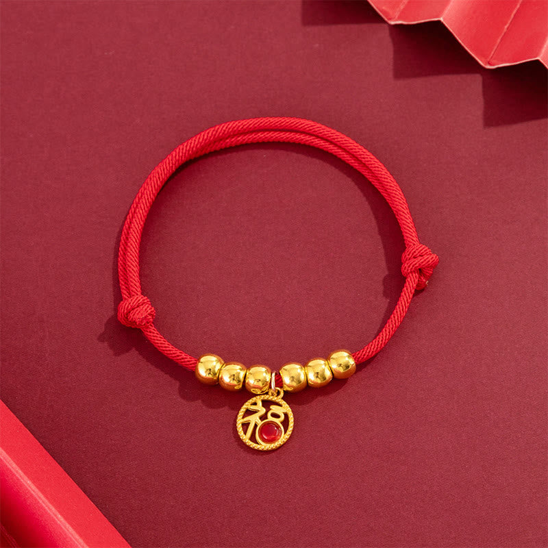 Buddha Stones Rotes, verstellbares Yuanbao-Fu-Halsband mit Perlenkette zum Schutz von Katzen und Hunden - Fu-Charakter - 20-33 cm - image 9