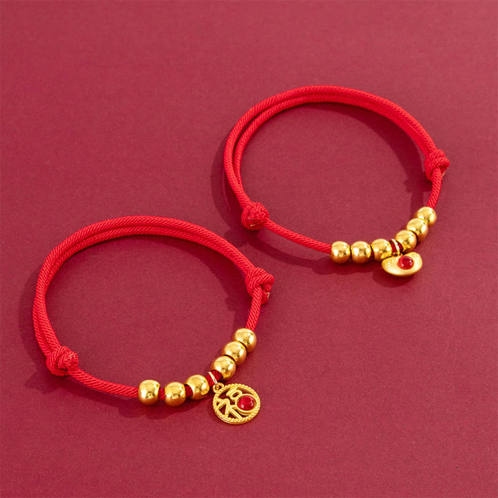 Buddha Stones Rotes, verstellbares Yuanbao-Fu-Halsband mit Perlenkette zum Schutz von Katzen und Hunden - image 17