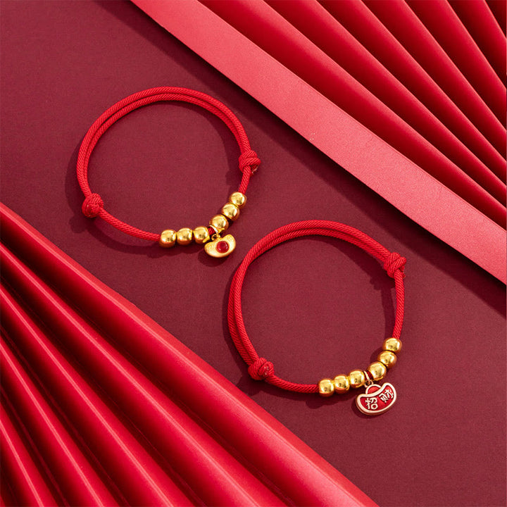 Buddha Stones Rotes, verstellbares Yuanbao-Fu-Halsband mit Perlenkette zum Schutz von Katzen und Hunden - image 16