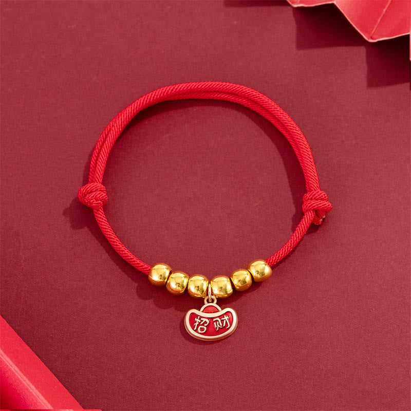 Buddha Stones Rotes, verstellbares Yuanbao-Fu-Halsband mit Perlenkette zum Schutz von Katzen und Hunden - image 3