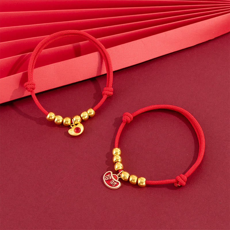 Buddha Stones Rotes, verstellbares Yuanbao-Fu-Halsband mit Perlenkette zum Schutz von Katzen und Hunden - image 14