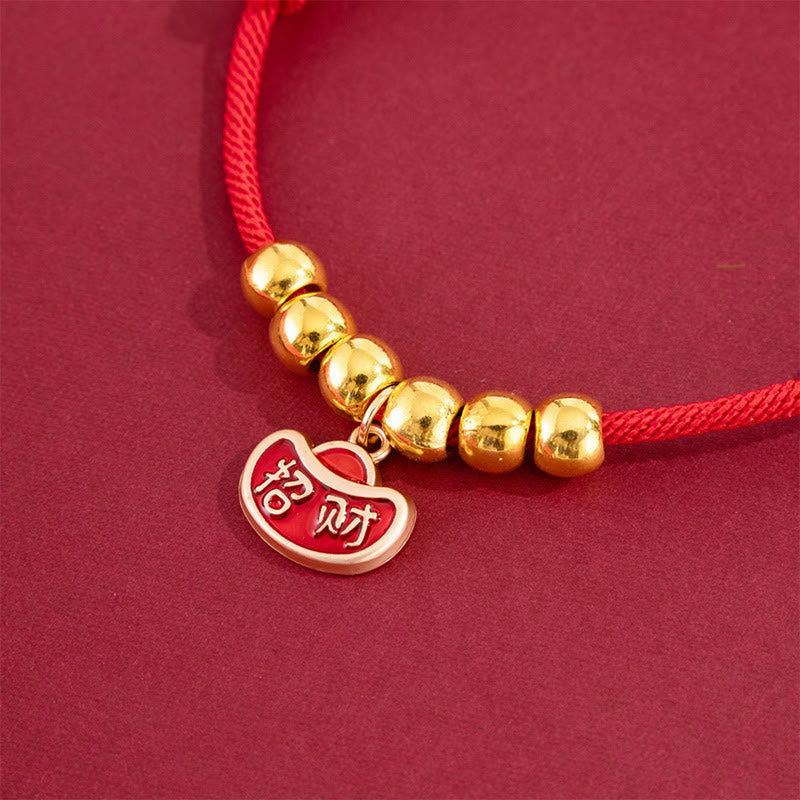 Buddha Stones Rotes, verstellbares Yuanbao-Fu-Halsband mit Perlenkette zum Schutz von Katzen und Hunden - image 8
