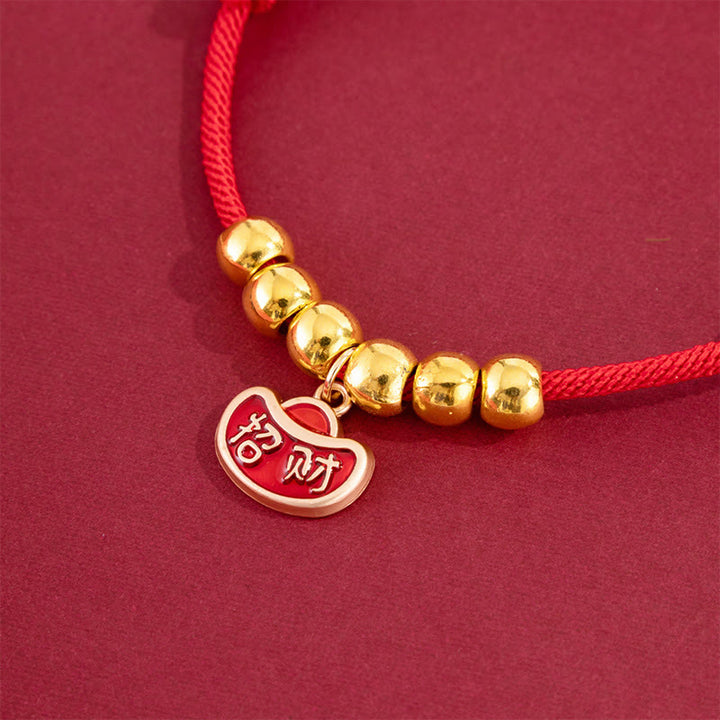 Buddha Stones Rotes, verstellbares Yuanbao-Fu-Halsband mit Perlenkette zum Schutz von Katzen und Hunden - image 8