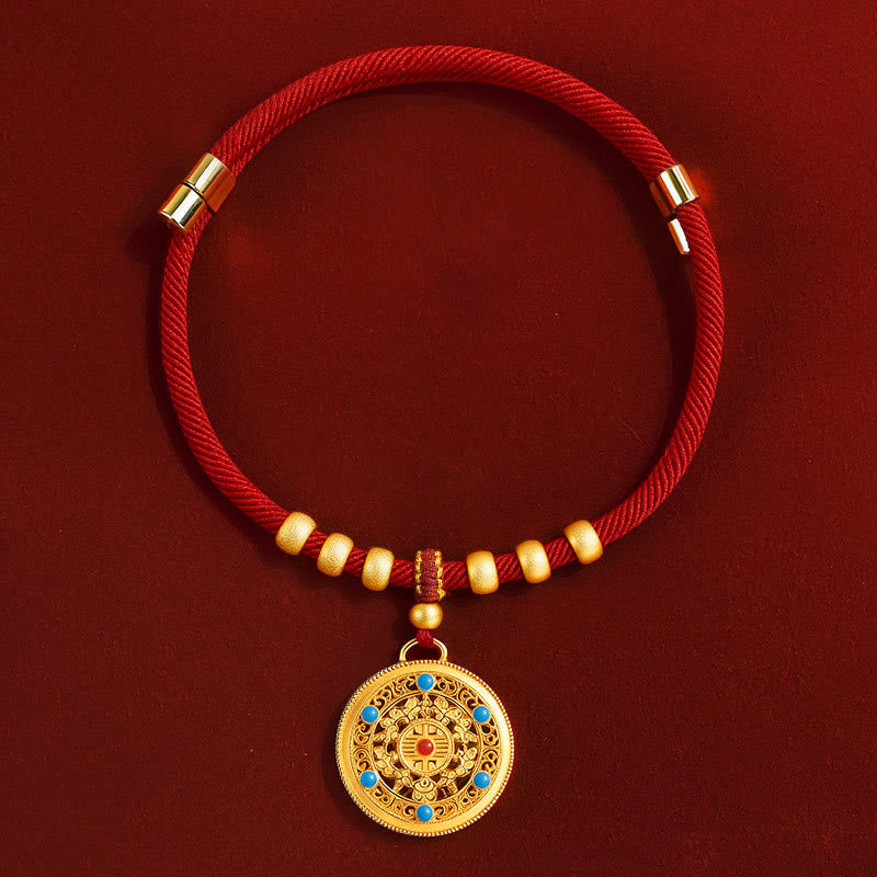 Buddha Stones Rotes Kordelperlen-Kompass-Kürbis-Schutzhalsband für Katzen und Hunde, verstellbar - Kompass - 20-50 cm - image 7