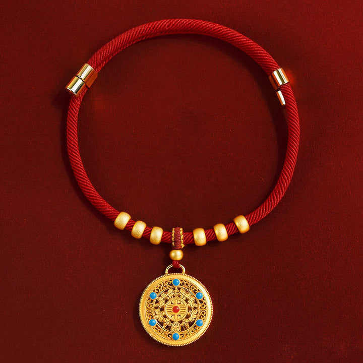 Buddha Stones Rotes Kordelperlen-Kompass-Kürbis-Schutzhalsband für Katzen und Hunde, verstellbar - Kompass - 20-50 cm - image 7