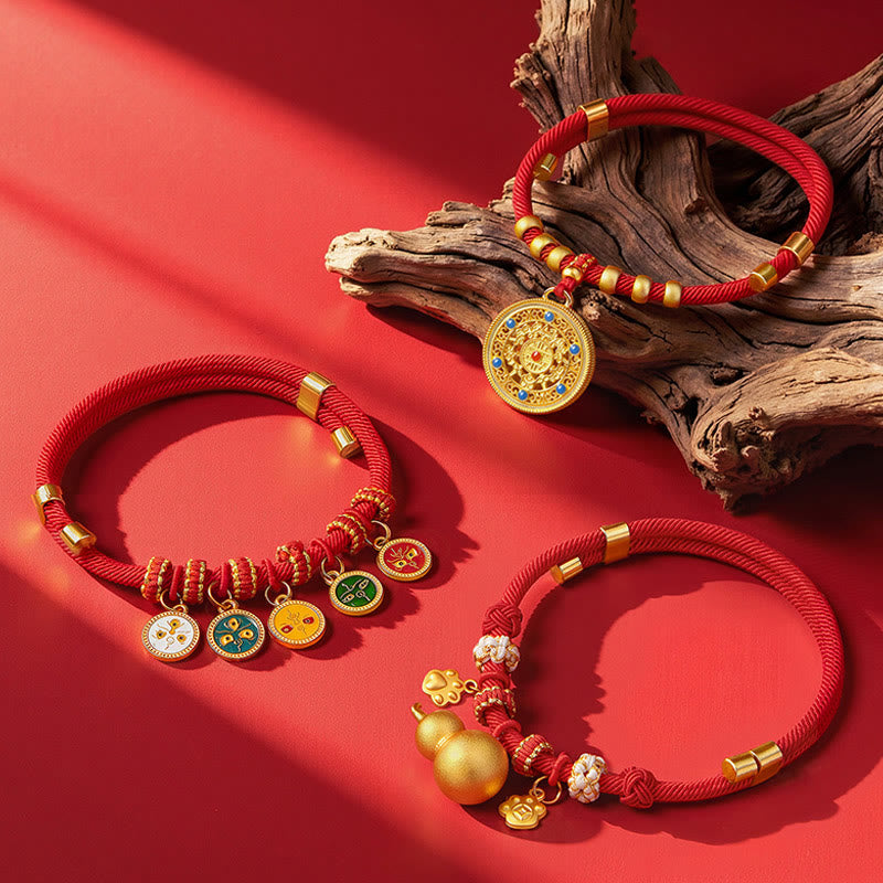 Buddha Stones Rotes Kordelperlen-Kompass-Kürbis-Schutzhalsband für Katzen und Hunde, verstellbar - image 16