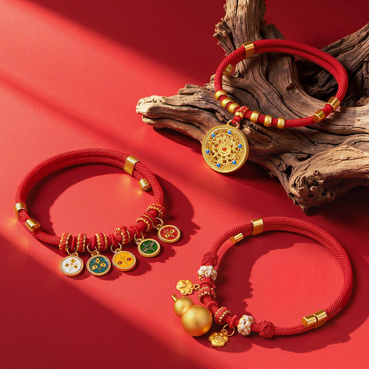 Buddha Stones Rotes Kordelperlen-Kompass-Kürbis-Schutzhalsband für Katzen und Hunde, verstellbar - image 16
