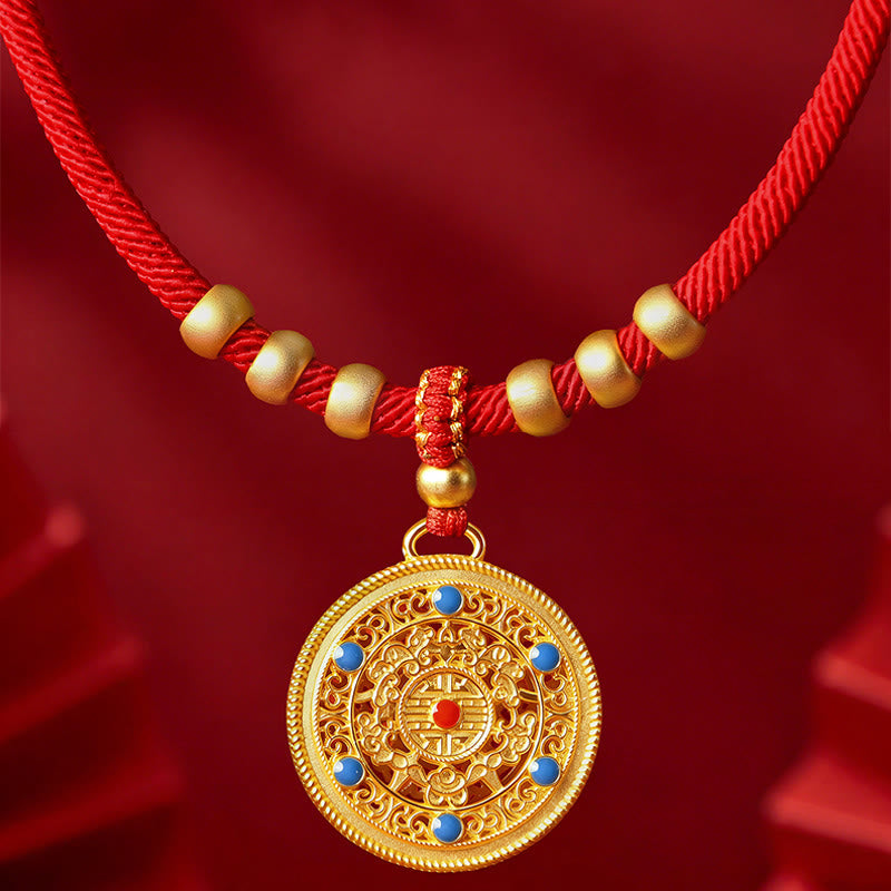 Buddha Stones Rotes Kordelperlen-Kompass-Kürbis-Schutzhalsband für Katzen und Hunde, verstellbar - image 8