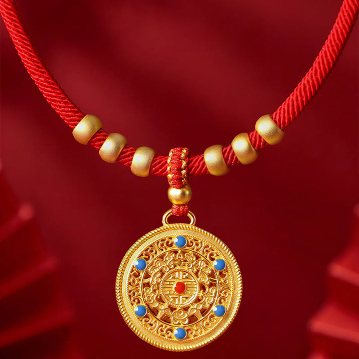 Buddha Stones Rotes Kordelperlen-Kompass-Kürbis-Schutzhalsband für Katzen und Hunde, verstellbar - image 8