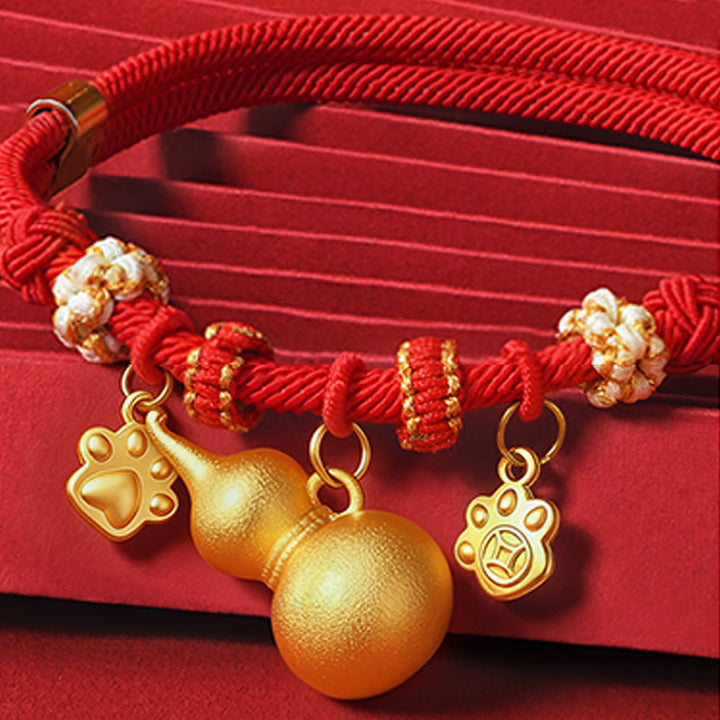 Buddha Stones Rotes Kordelperlen-Kompass-Kürbis-Schutzhalsband für Katzen und Hunde, verstellbar - image 3