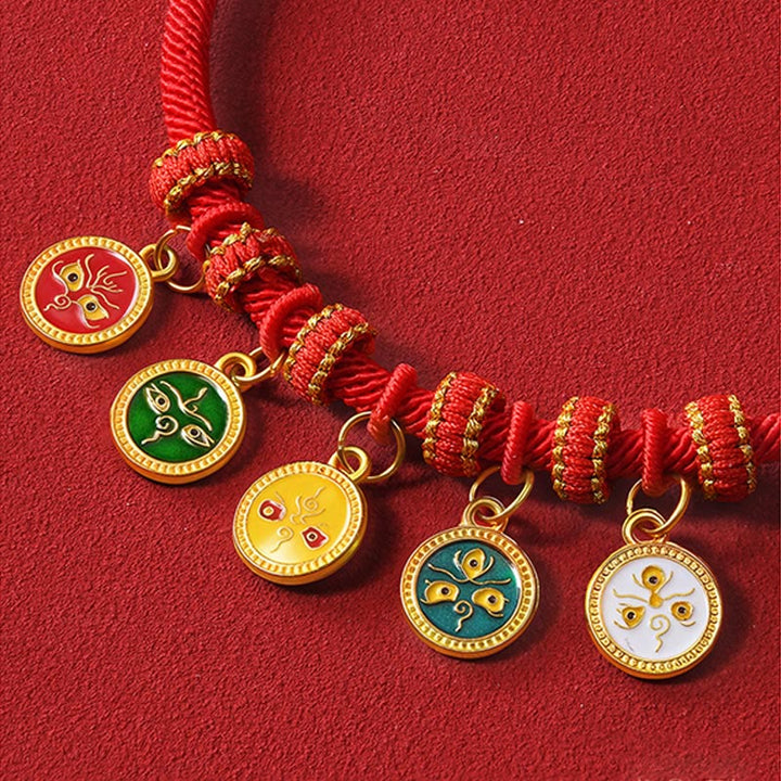 Buddha Stones Rotes Kordelperlen-Kompass-Kürbis-Schutzhalsband für Katzen und Hunde, verstellbar - image 14