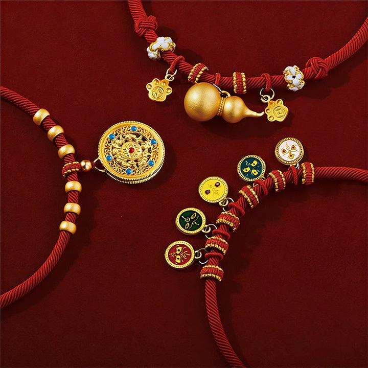 Buddha Stones Rotes Kordelperlen-Kompass-Kürbis-Schutzhalsband für Katzen und Hunde, verstellbar - image 17