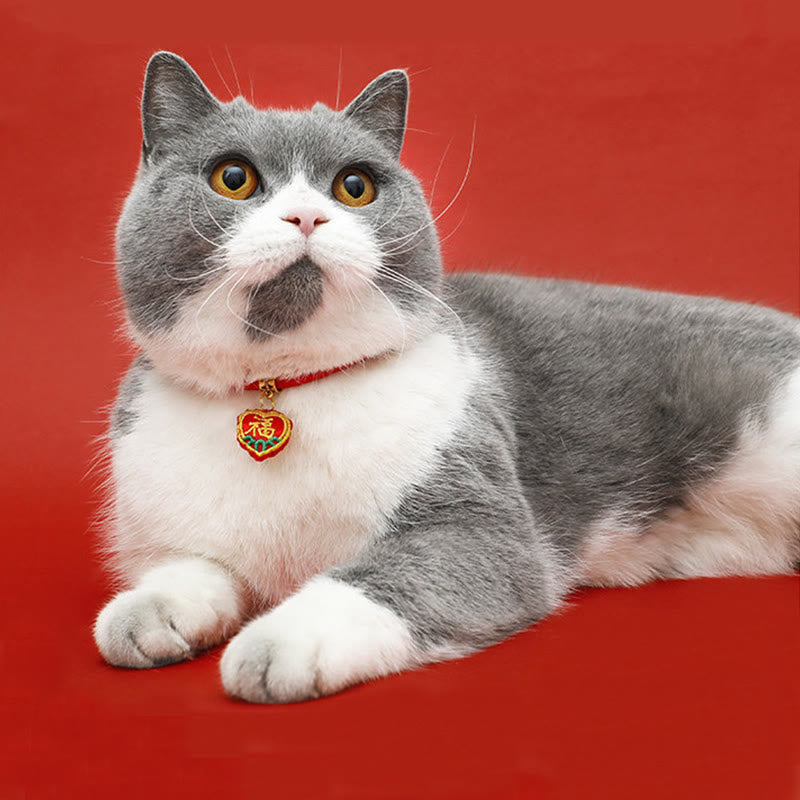 Buddha Stones Rotes, geflochtenes und besticktes Tiger-Fu-Halsband zum Schutz von Katzen und Hunden, verstellbar - image 13