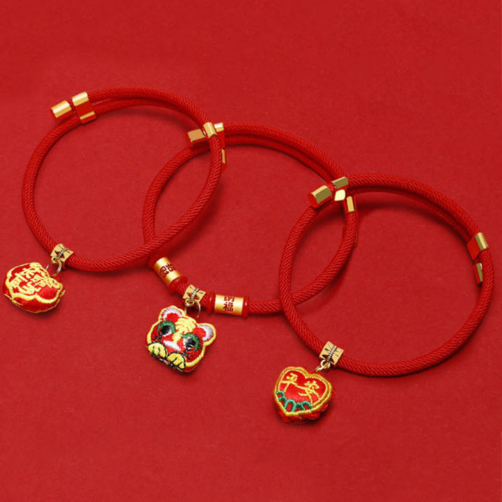 Buddha Stones Rotes, geflochtenes und besticktes Tiger-Fu-Halsband zum Schutz von Katzen und Hunden, verstellbar - image 16