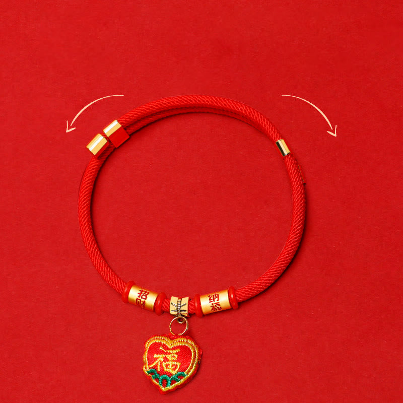 Buddha Stones Rotes, geflochtenes und besticktes Tiger-Fu-Halsband zum Schutz von Katzen und Hunden, verstellbar - image 15