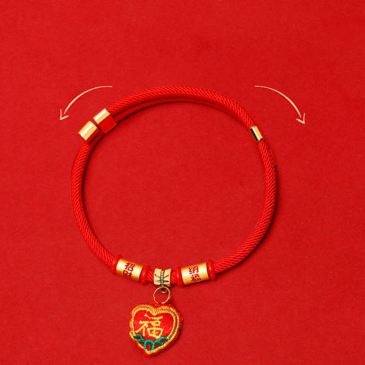 Buddha Stones Rotes, geflochtenes und besticktes Tiger-Fu-Halsband zum Schutz von Katzen und Hunden, verstellbar - image 15