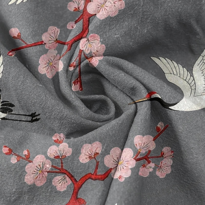 Buddha Stones Crane Plum Blossom Herren Henley Kurzarmhemd - image 4