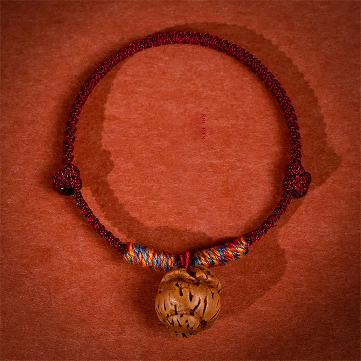 Buddha Stones Geflochtenes, pfirsichfarbenes Halsband mit roter Schnur, verstellbar, für Katzen und Hunde - Dunkelrot - 50-65 cm - image 16